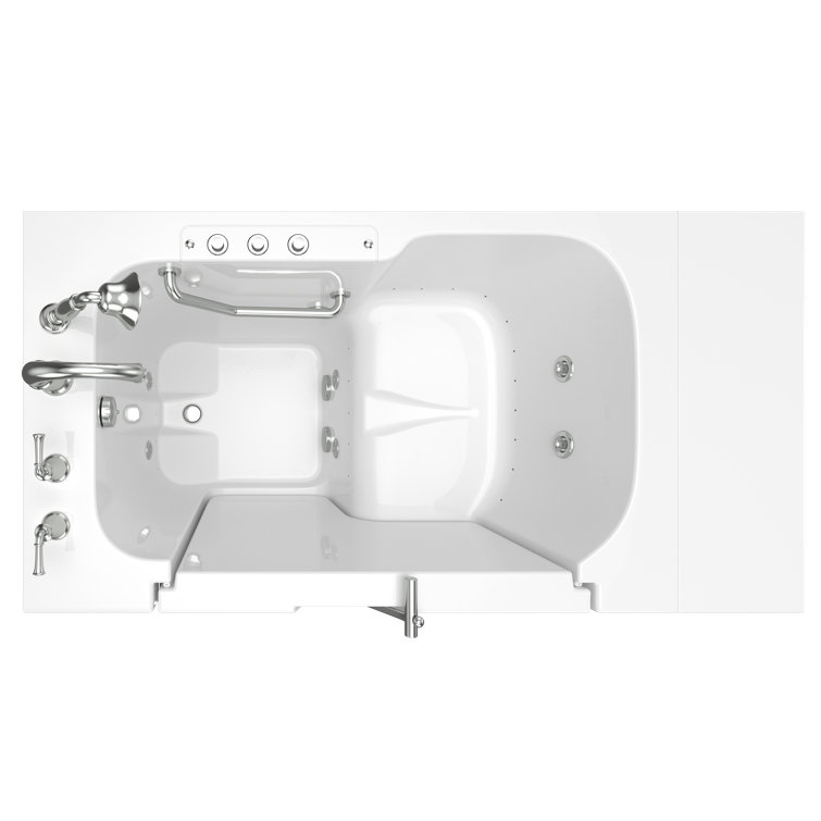 52'' x 32'' White Fiberglass Walk-In Bathtub with Left Hand Drain
