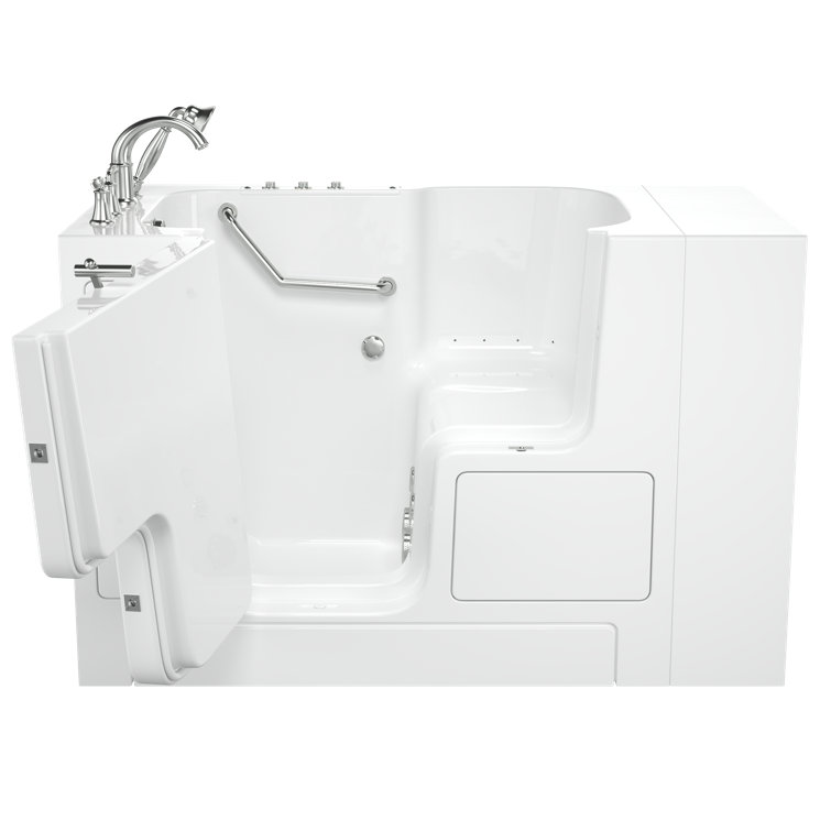 52'' x 32'' White Fiberglass Walk-In Bathtub with Left Hand Drain
