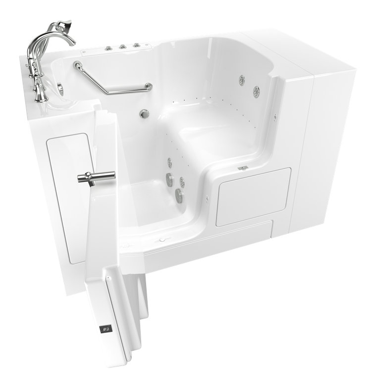 52'' x 32'' White Fiberglass Walk-In Bathtub with Left Hand Drain
