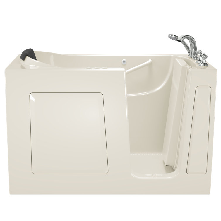 Linen Right-Hand Alcove Fiberglass Walk-In Bathtub with Jets