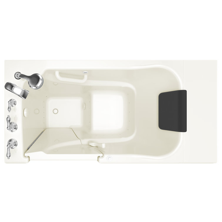 Linen Left-Hand Walk-In Fiberglass Bathtub with Faucet