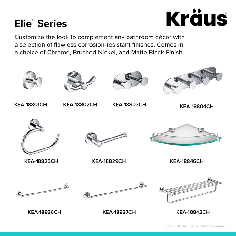 Elie Chrome Wall-Mounted Accent Shelf with Towel Bar