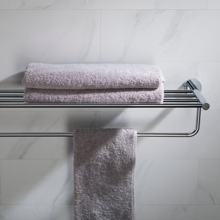 Elie Chrome Wall-Mounted Accent Shelf with Towel Bar
