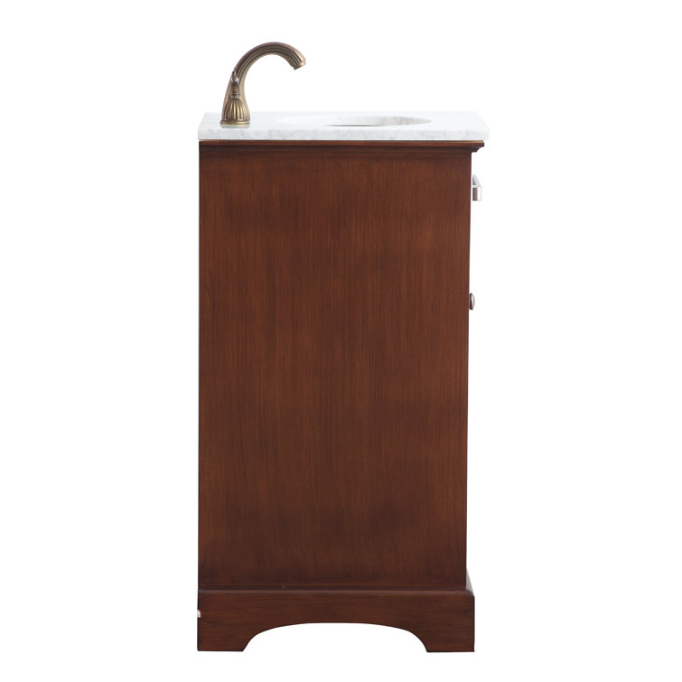 Teak and Marble 19'' Single Bathroom Vanity with Brushed Nickel Hardware