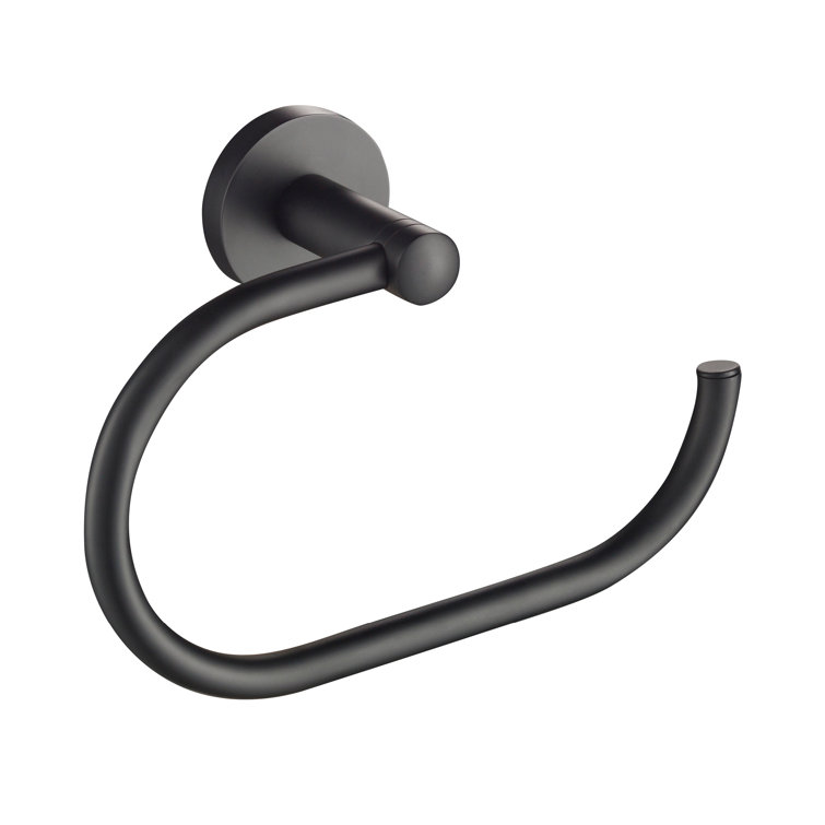 Matte Black Modern Wall Mounted Towel Ring