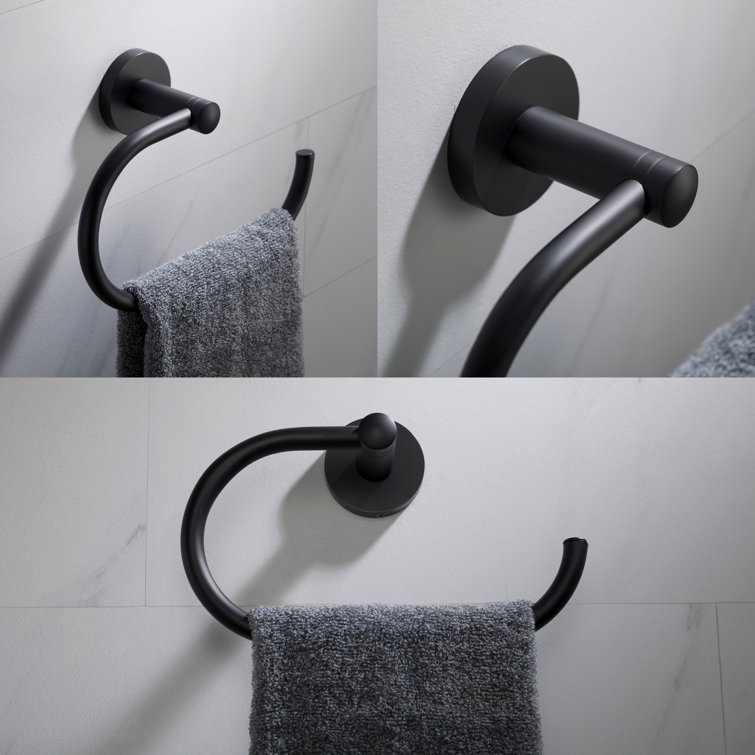 Matte Black Modern Wall Mounted Towel Ring