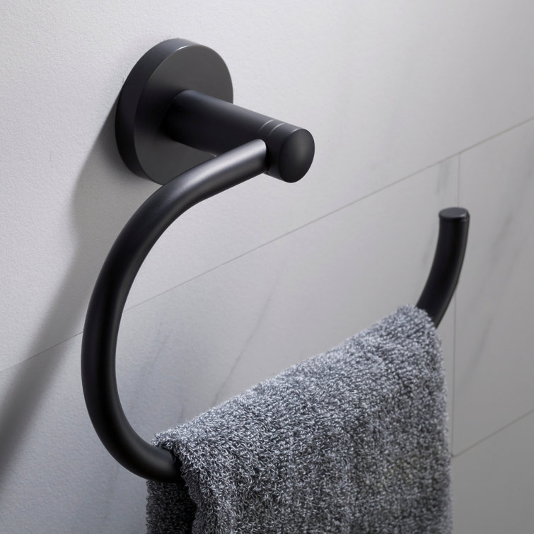 Matte Black Modern Wall Mounted Towel Ring