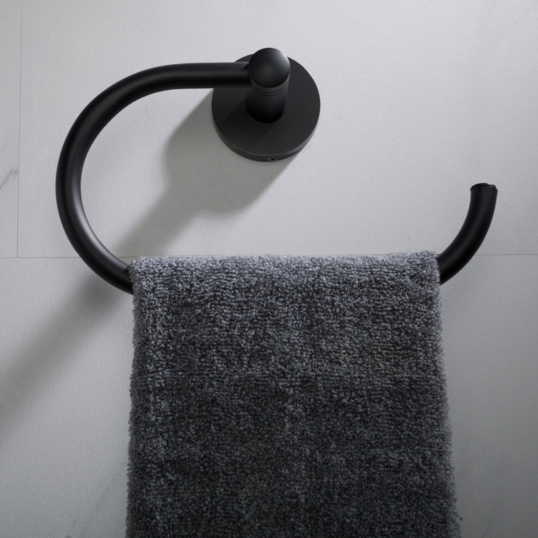Matte Black Modern Wall Mounted Towel Ring