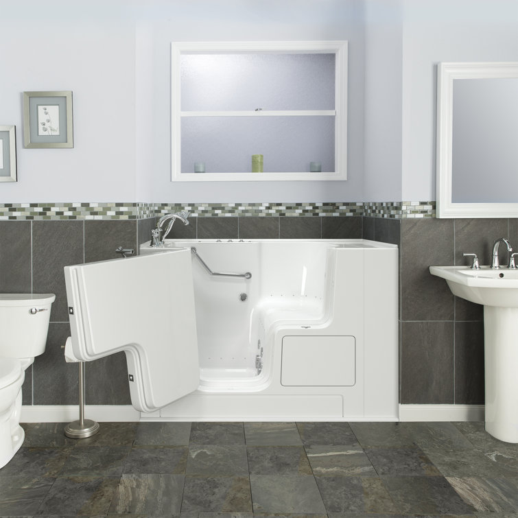 52'' x 32'' White Fiberglass Walk-In Bathtub with Left Hand Drain