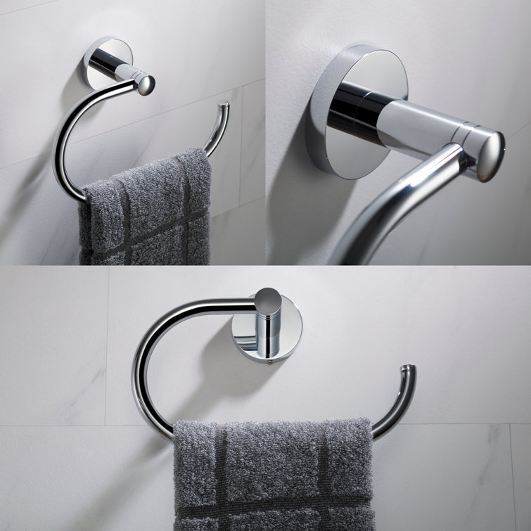 Elie Chrome Wall Mounted Modern Towel Ring