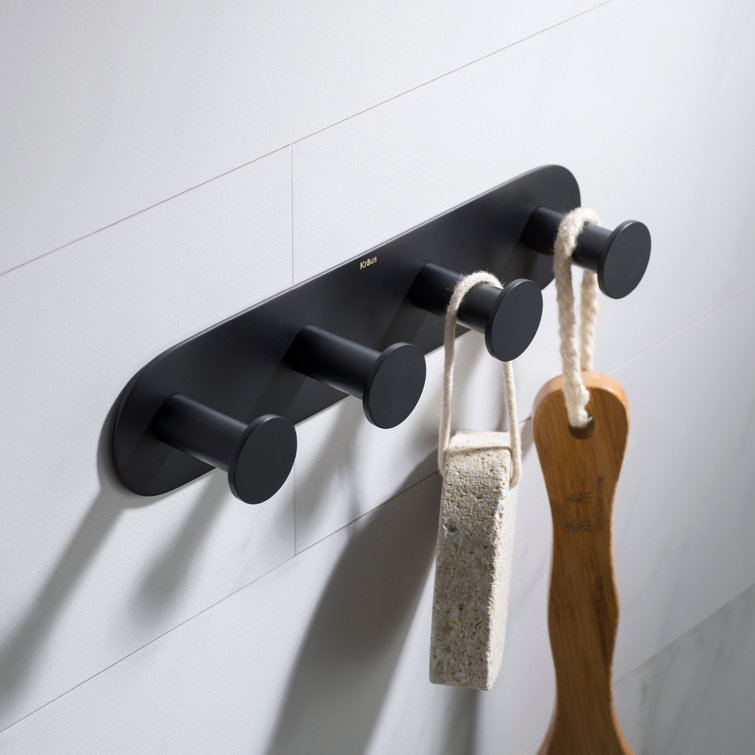 Matte Black Solid Brass 4-Hook Wall Mounted Rack