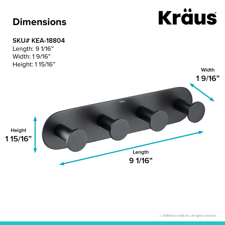 Matte Black Solid Brass 4-Hook Wall Mounted Rack