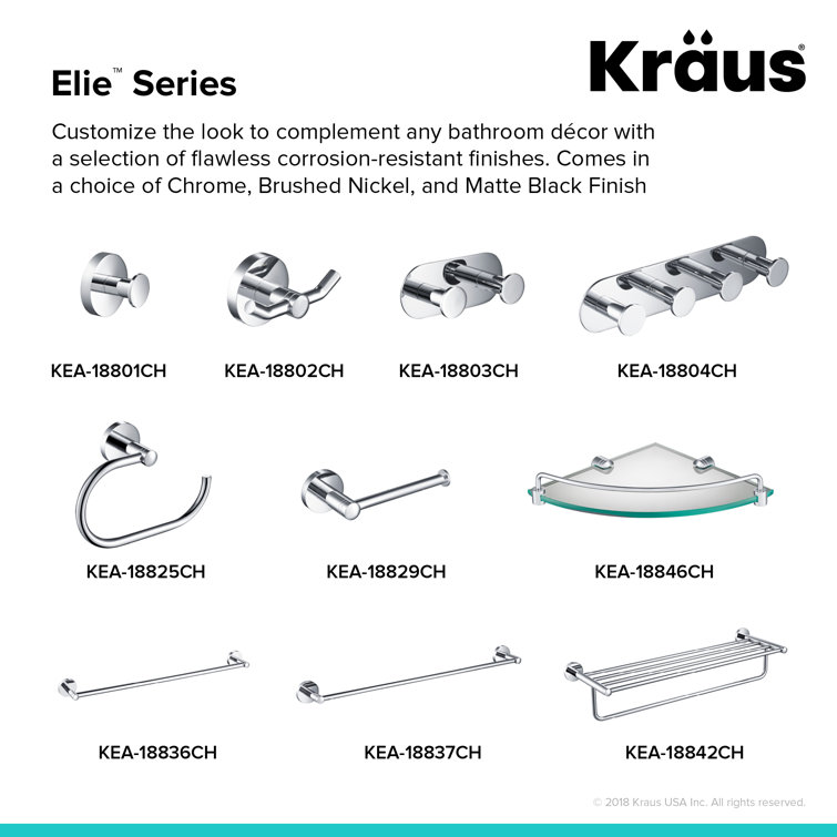 Elie Chrome Wall Mounted Robe Rack with 4 Hooks