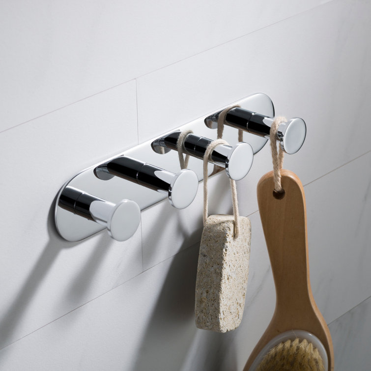 Elie Chrome Wall Mounted Robe Rack with 4 Hooks