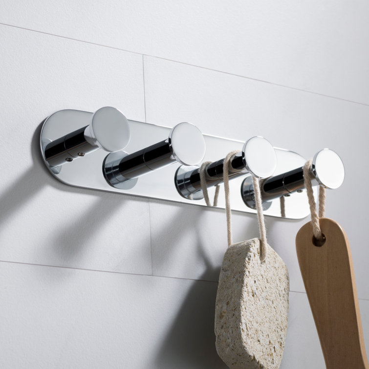 Elie Chrome Wall Mounted Robe Rack with 4 Hooks