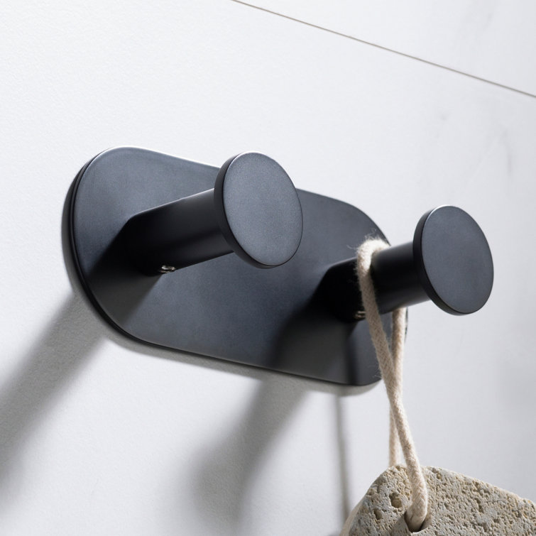 Matte Black Solid Brass Double Wall Mounted Towel Hook