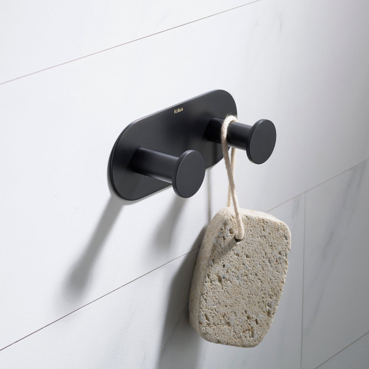 Matte Black Solid Brass Double Wall Mounted Towel Hook