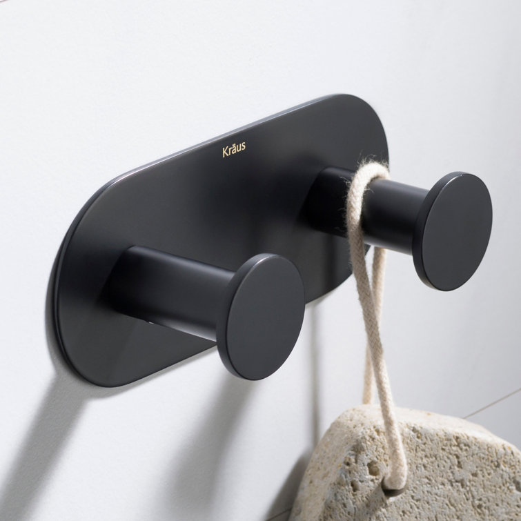 Matte Black Solid Brass Double Wall Mounted Towel Hook