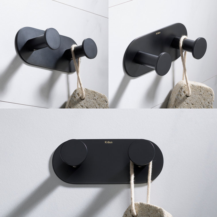 Matte Black Solid Brass Double Wall Mounted Towel Hook