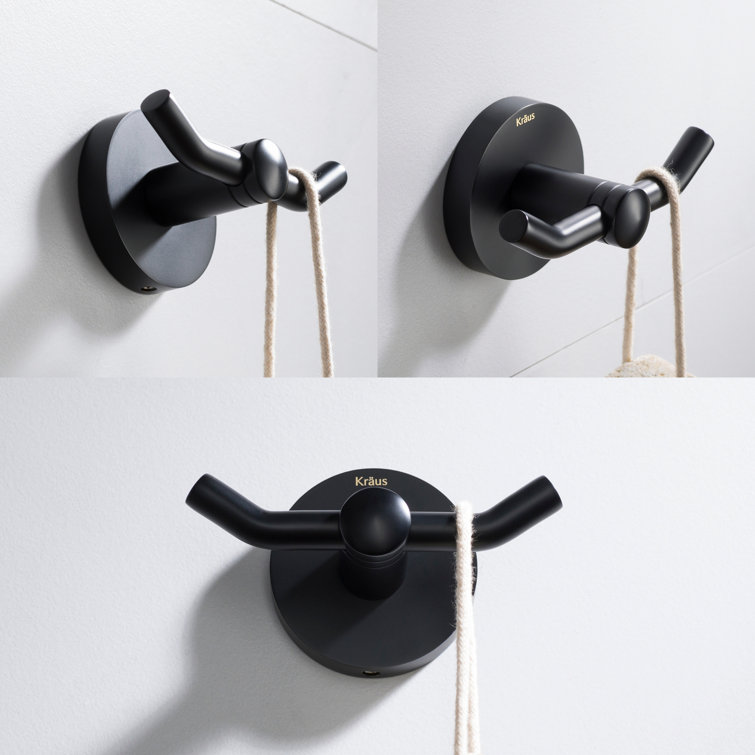 Matte Black Modern Double Wall Mounted Robe Hook