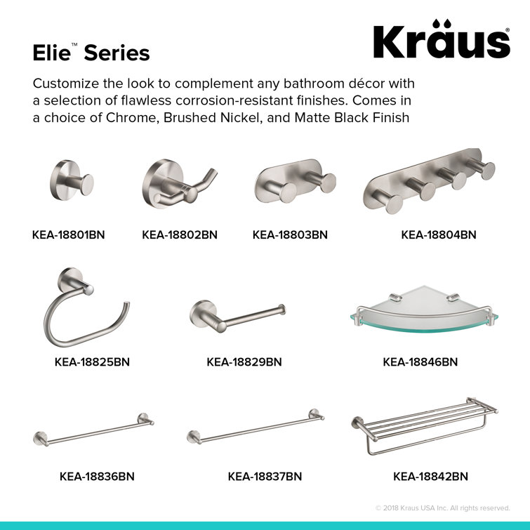 Elie Brushed Nickel Wall Mounted Robe Hook