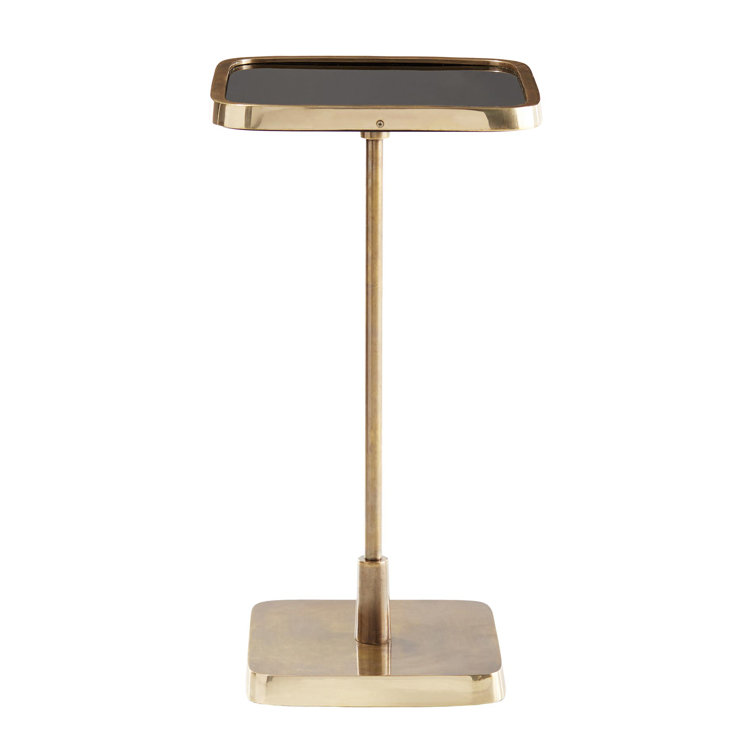 Kaela Brass and Black Mirrored End Table