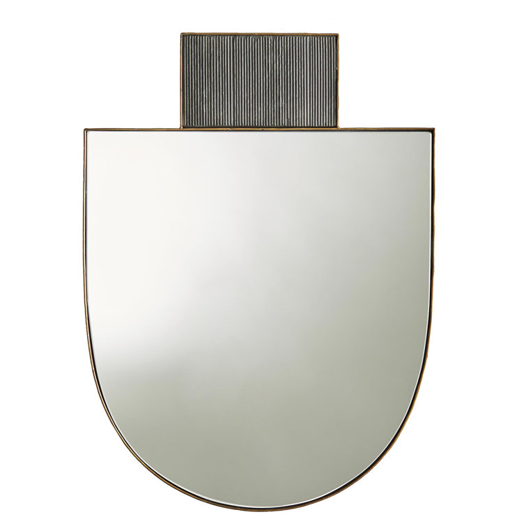 Lianna Unique Shape Hammered Gold Wall Mirror with Marble Crown