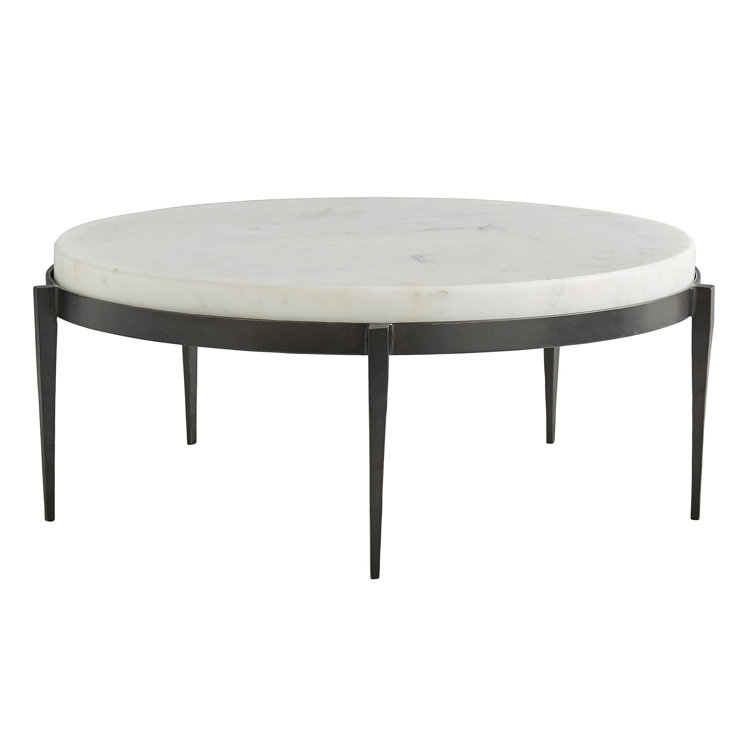 Round Kelsie 14" Metal & Marble Cocktail Table