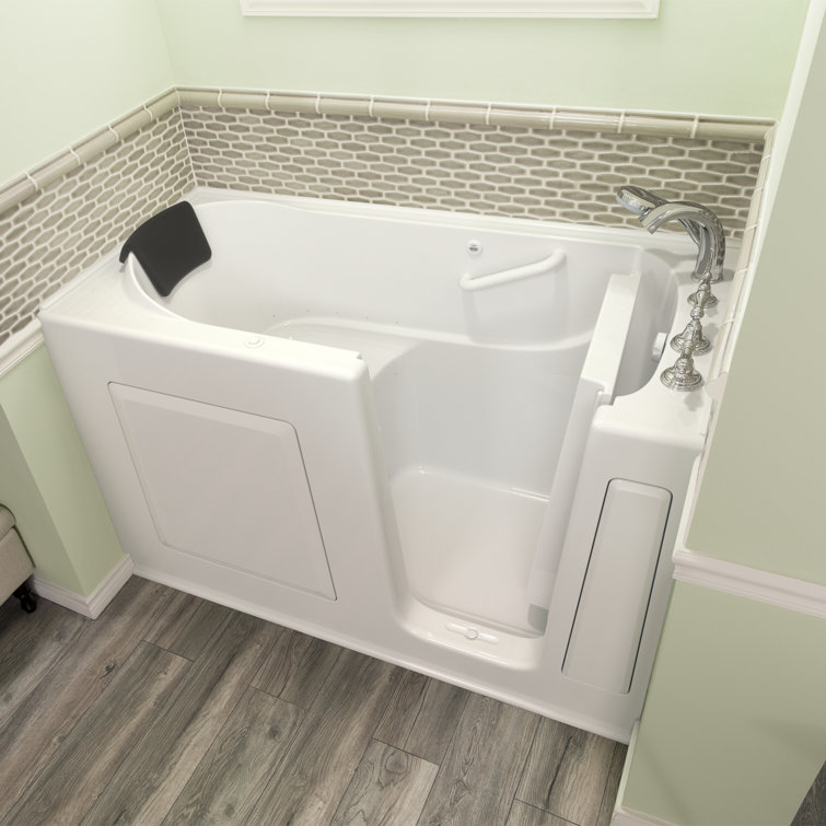 60'' White Fiberglass Walk-In Air Bathtub with Jets