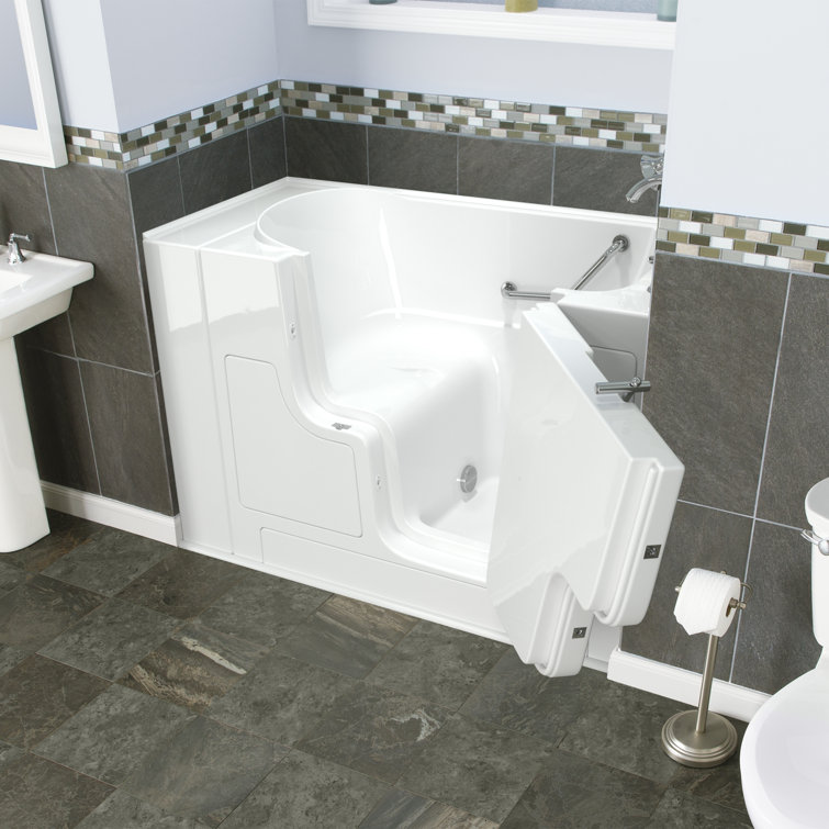 52'' x 30'' White Fiberglass Walk-In Whirlpool Bathtub