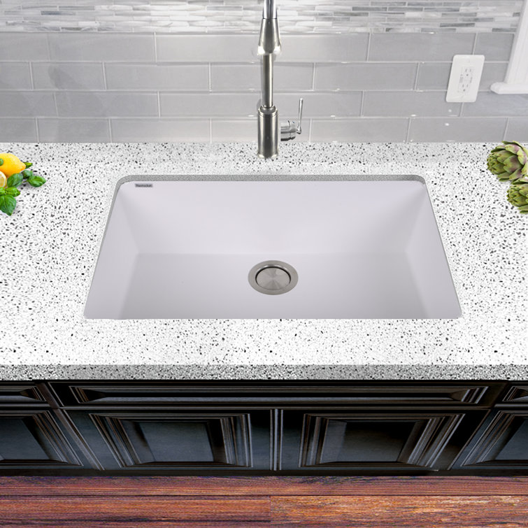 White Granite Undermount Single Bowl Kitchen Sink