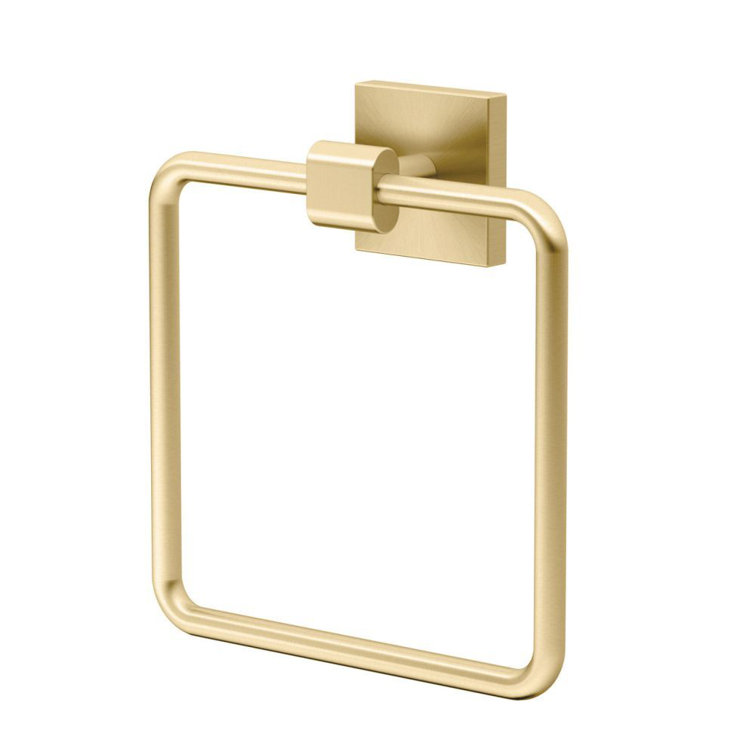 Elevate Brushed Brass Glass and Metal 5-Piece Bathroom Hardware Set