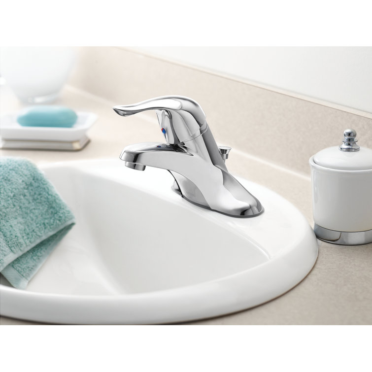 Chrome 7" Modern Centerset Bathroom Faucet with Lever Handle
