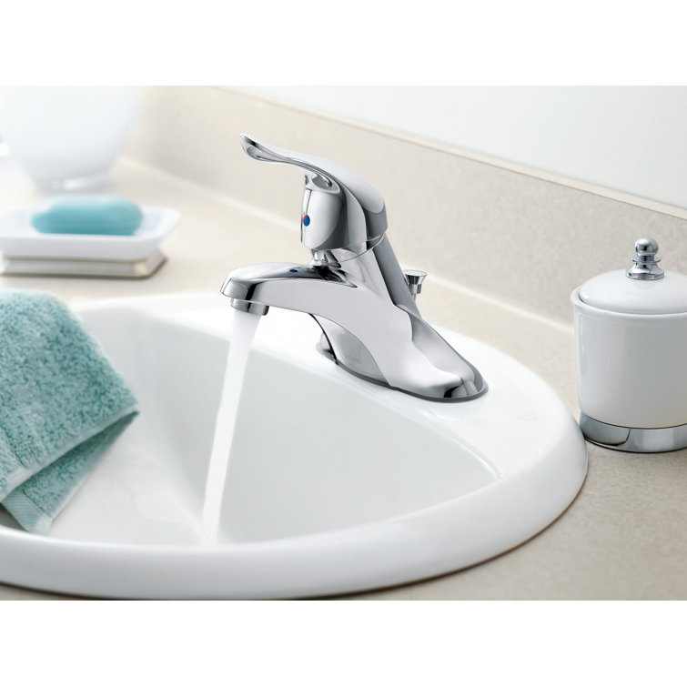 Chrome 7" Modern Centerset Bathroom Faucet with Lever Handle