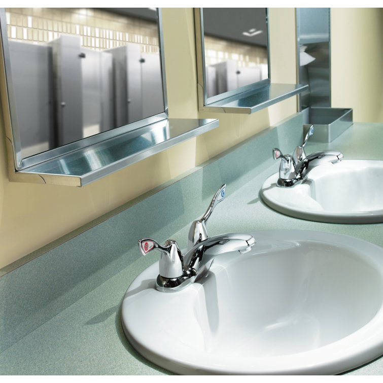 Chrome Double Handle Low Arc Centerset Bathroom Faucet