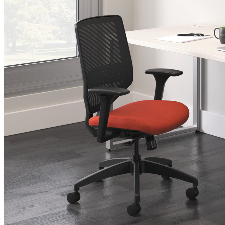 Ink Black Adjustable Mesh Mid-Back Swivel Task Chair with Lumbar Support