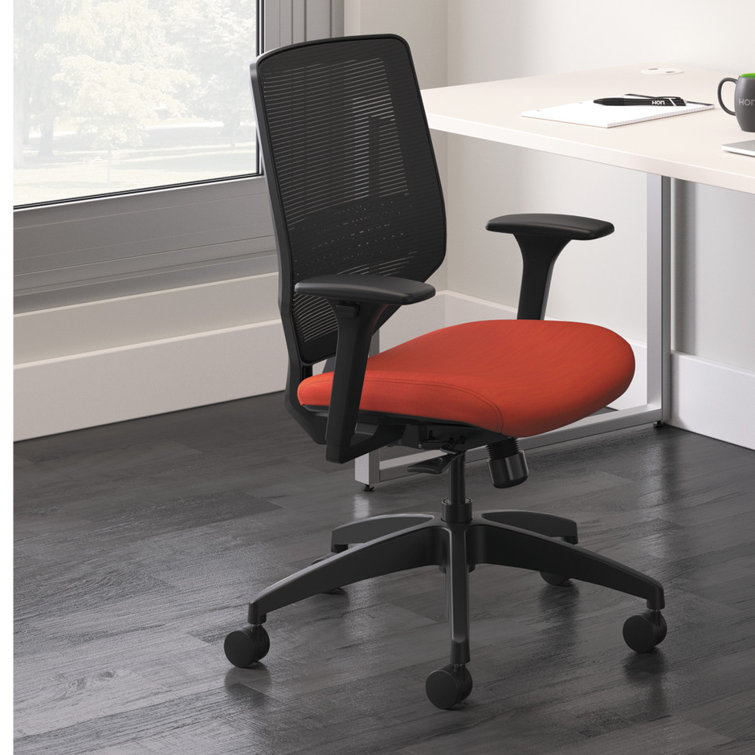 Ink Black Adjustable Mesh Mid-Back Swivel Task Chair with Lumbar Support