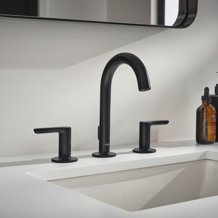 Matte Black Brass Widespread Bathroom Faucet with Lever Handles