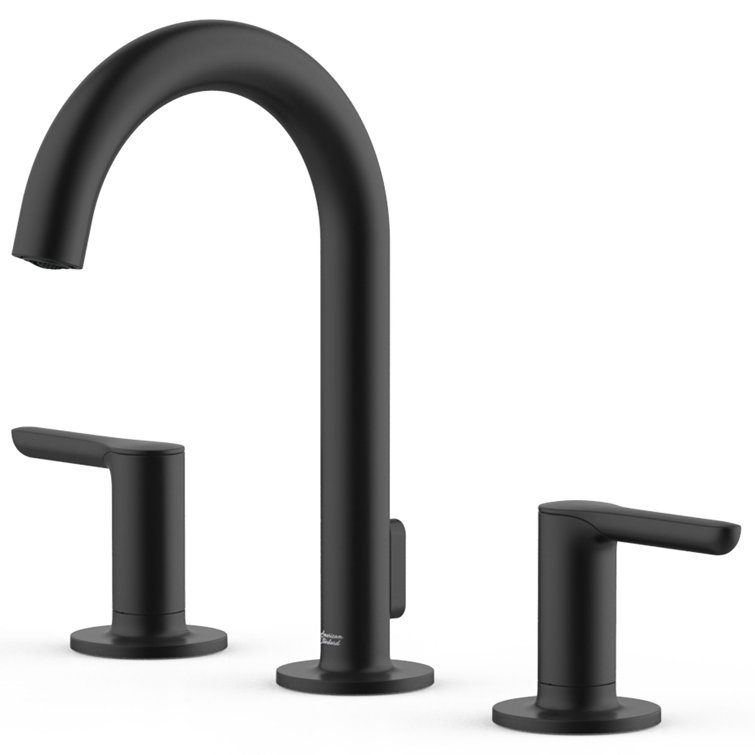 Matte Black Brass Widespread Bathroom Faucet with Lever Handles