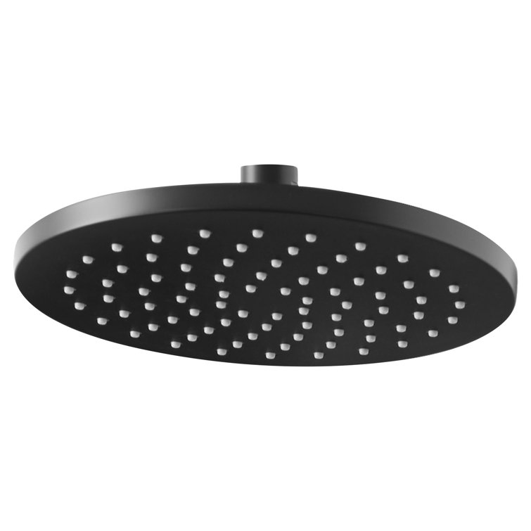 Matte Black 8-Inch Round Wall Mounted Rain Shower Head