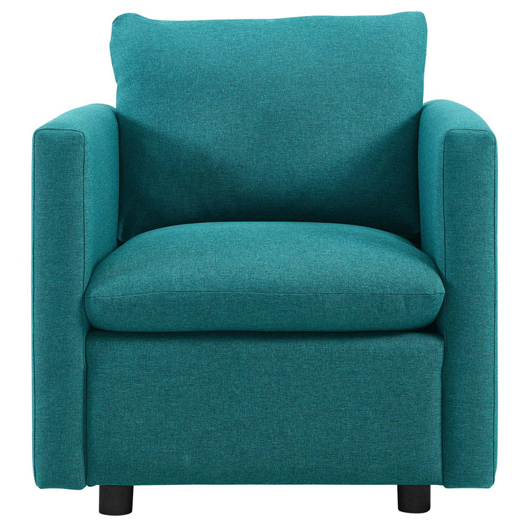 Teal Spot Upholstered Wood Accent Chair with Dense Foam Padding