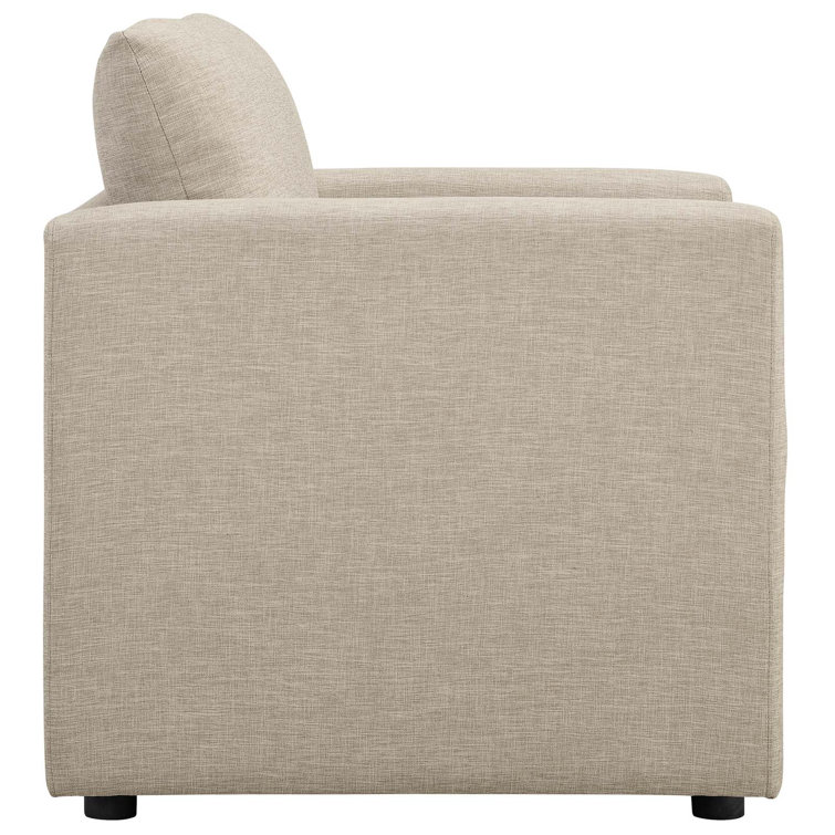 Beige Modern Lounge Accent Chair with Black Wood Legs