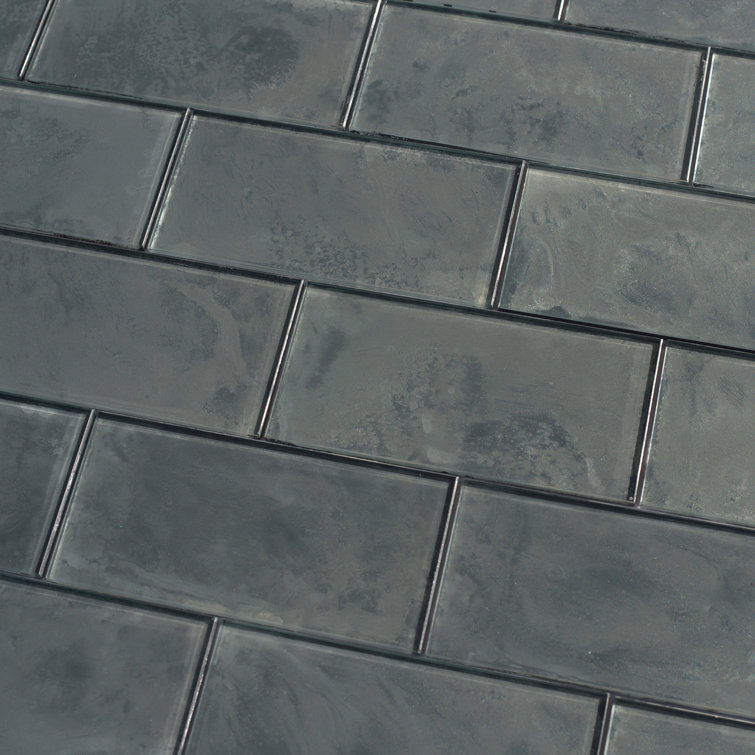 Gray Glossy Glass Subway Wall Tile for Kitchen and Bathroom