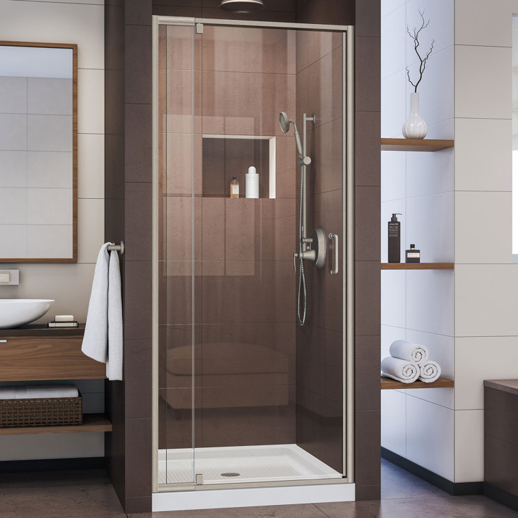 Chrome Frameless Square Pivot Shower Kit with Clear Glass