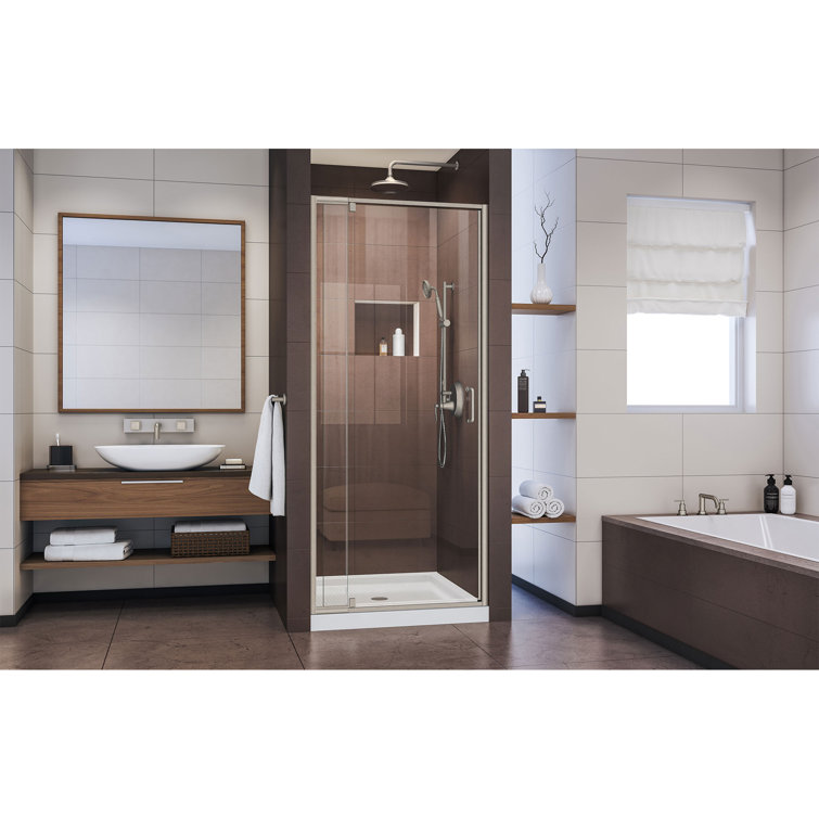 Chrome Frameless Square Pivot Shower Kit with Clear Glass