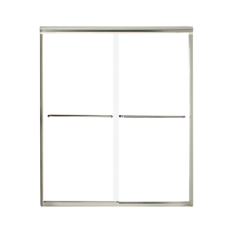 60" x 76" Frameless Clear Glass Sliding Shower Kit with Brushed Nickel Hardware
