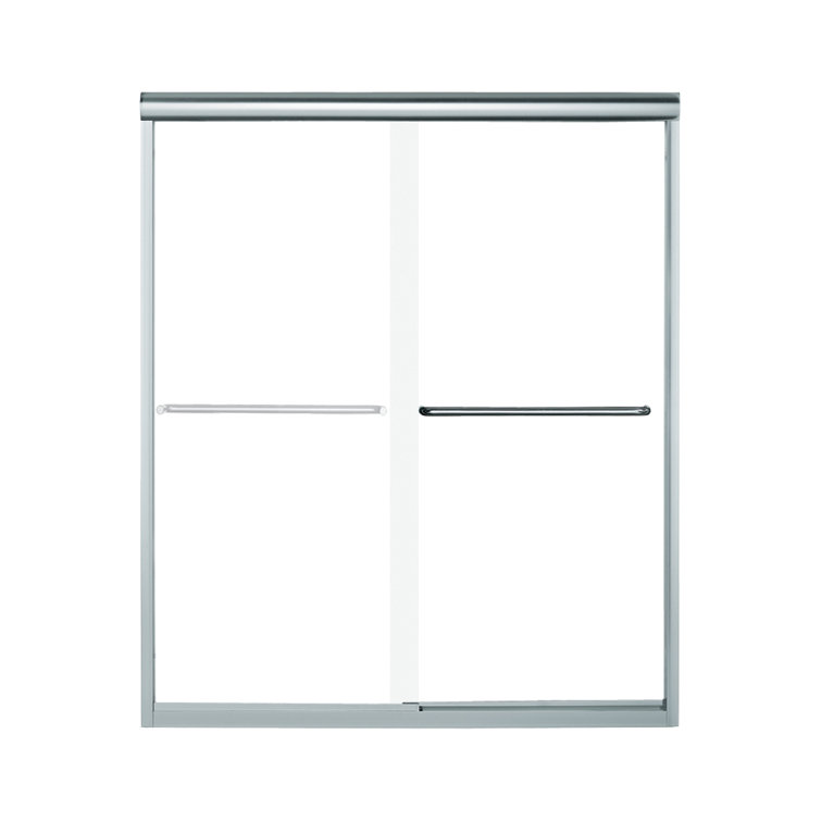 60" White and Chrome Frameless Sliding Shower Kit with Vikrell Base