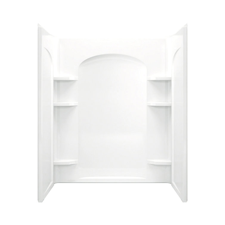 60" White and Nickel Frameless Sliding Shower Kit with Clear Glass