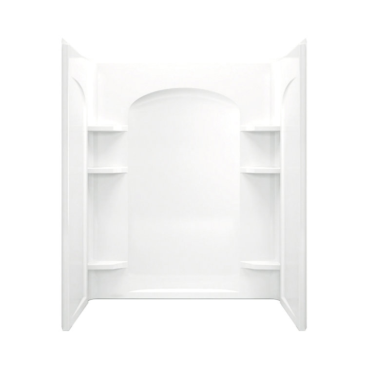 60" White and Nickel Frameless Sliding Shower Kit with Clear Glass