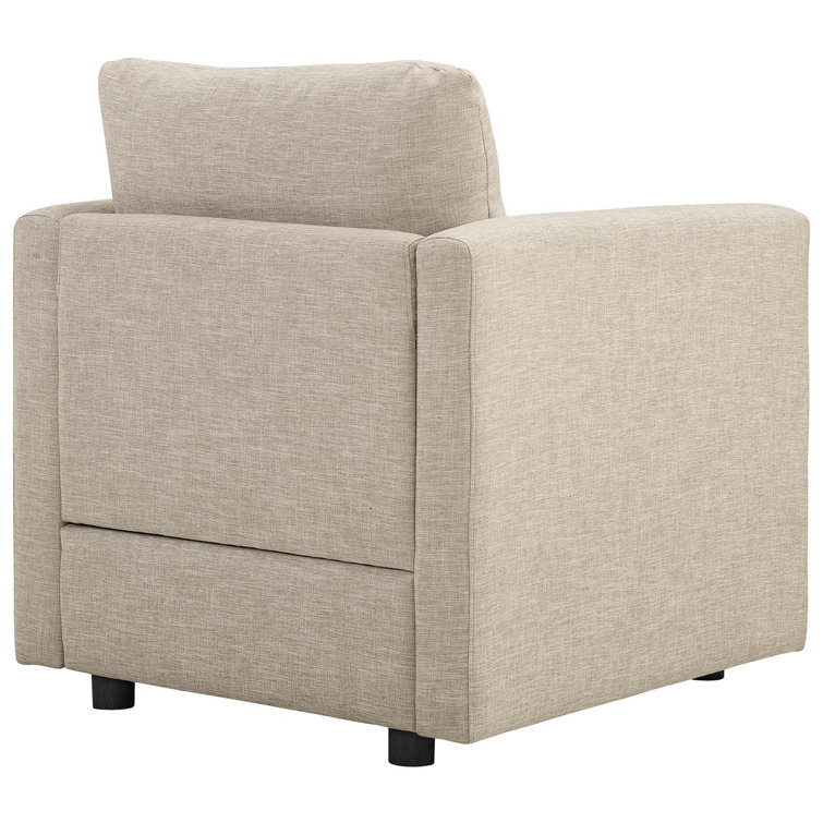 Beige Modern Lounge Accent Chair with Black Wood Legs